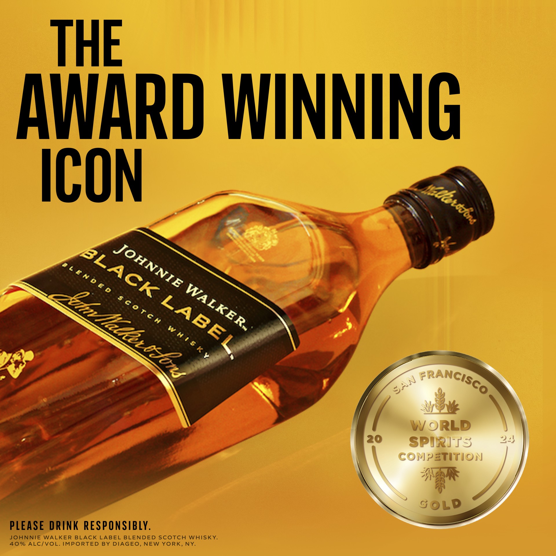 slide 3 of 3, Johnnie Walker Black Label Blended Scotch Whisky, 750 mL Bottle with Highball Glass and Ice Cube Mold, 750 ml