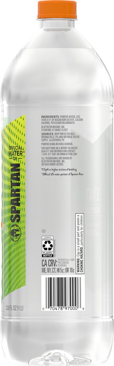 slide 6 of 7, Action AC+ION, Ion Charged Alkaline Water, 1 Liter, Water Bottle, 33.8 oz
