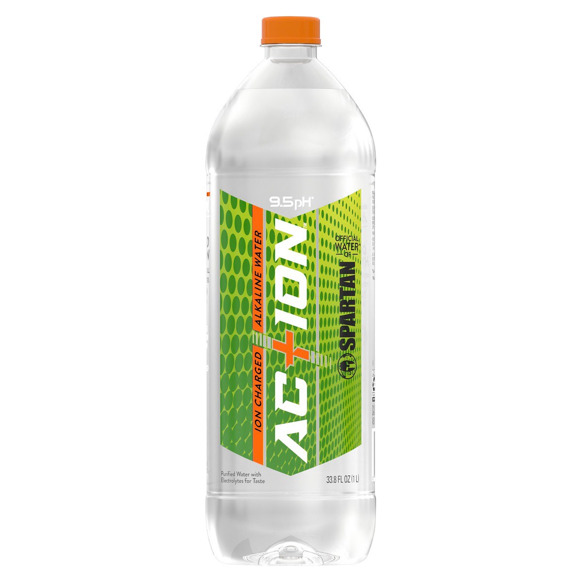 slide 1 of 7, Action AC+ION, Ion Charged Alkaline Water, 1 Liter, Water Bottle, 33.8 oz