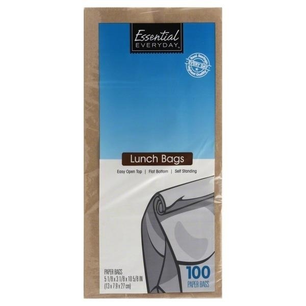 slide 1 of 1, Essential Everyday Paper Lunch Bags, 100 ct