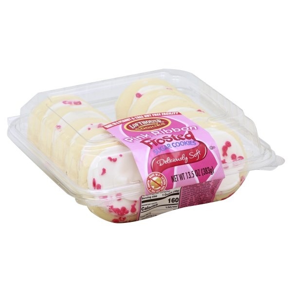 slide 1 of 1, Lofthouse Pink Ribbon Frosted Sugar Cookies - Lofthouse, 13.5 oz