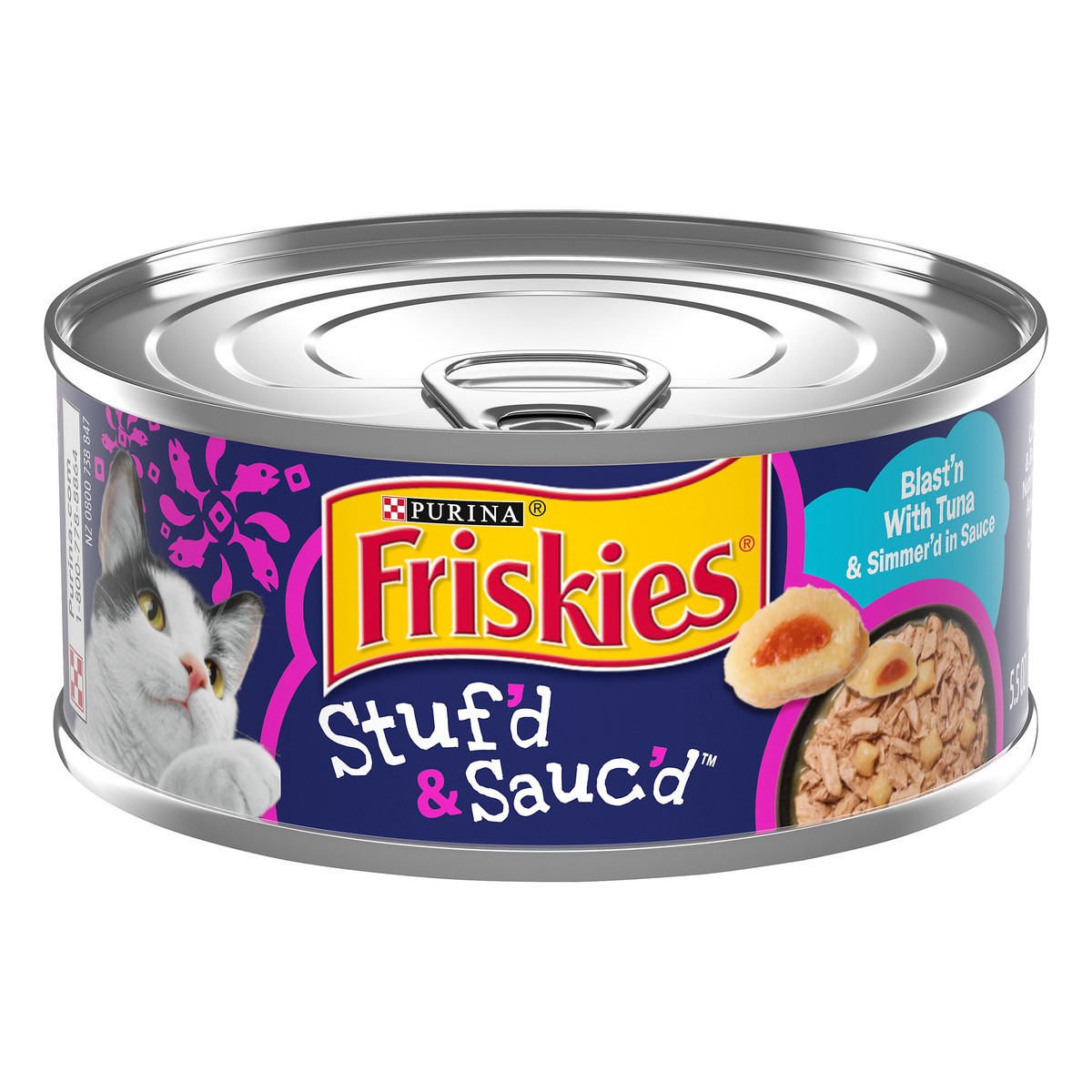 slide 13 of 13, Friskies Purina Friskies Wet Cat Food, Stuf'd & Sauc'd Blast'n With Tuna & Simmer'd in Sauce - 5.5 oz. Pull-Top Can, 5.5 oz