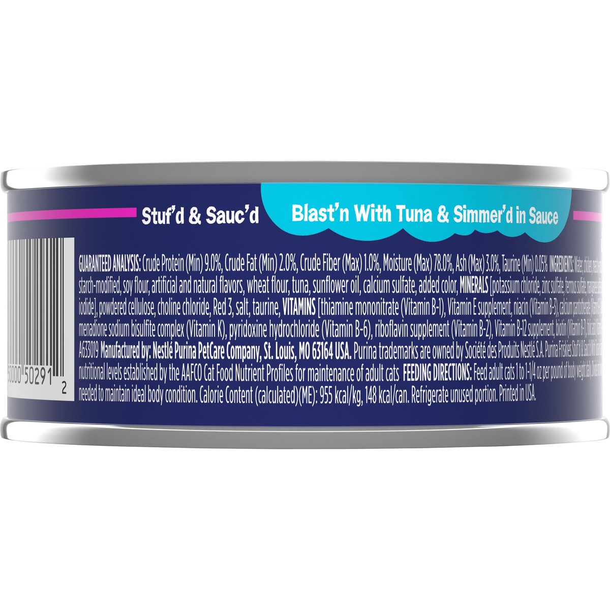 slide 10 of 13, Friskies Purina Friskies Wet Cat Food, Stuf'd & Sauc'd Blast'n With Tuna & Simmer'd in Sauce - 5.5 oz. Pull-Top Can, 5.5 oz