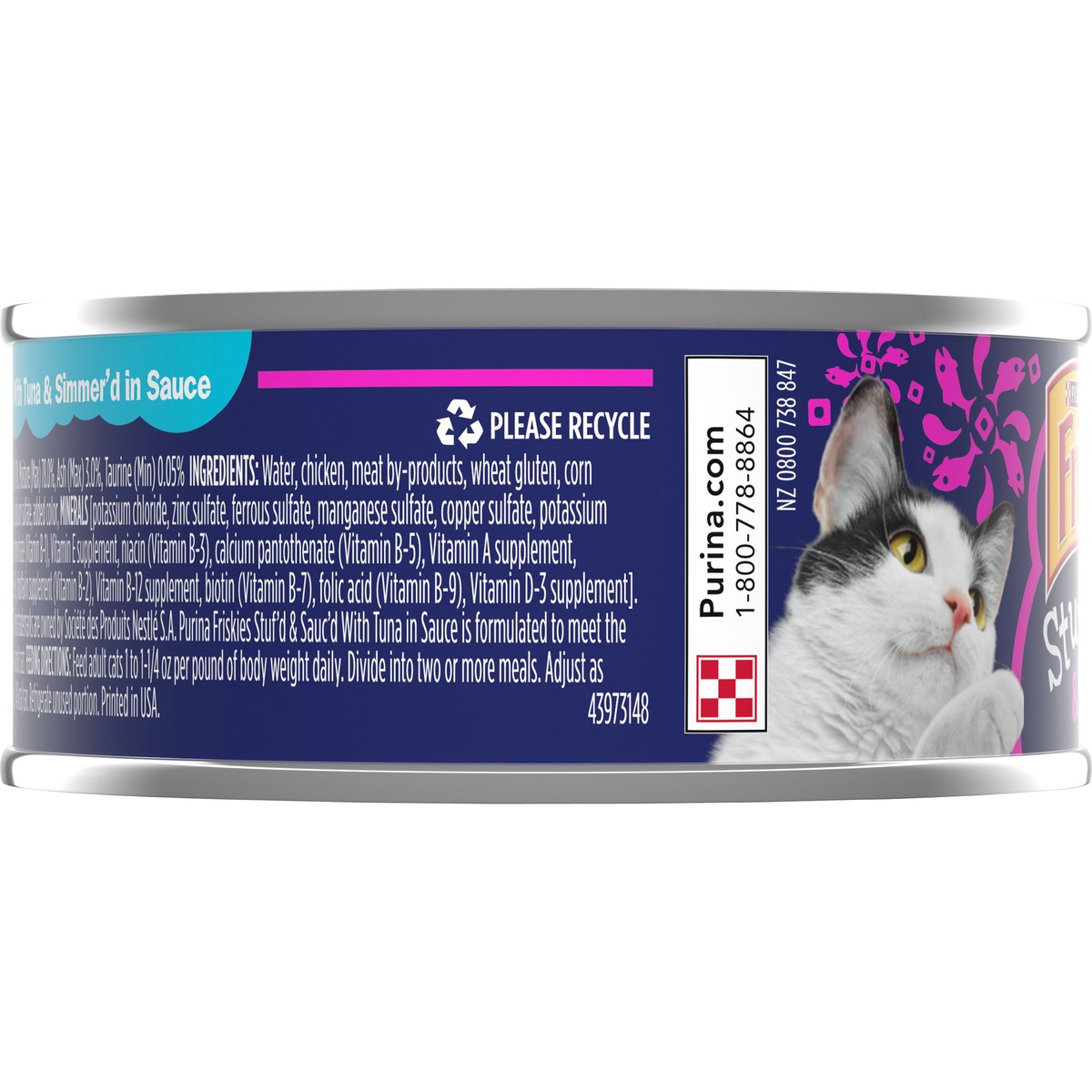 slide 6 of 13, Friskies Purina Friskies Wet Cat Food, Stuf'd & Sauc'd Blast'n With Tuna & Simmer'd in Sauce - 5.5 oz. Pull-Top Can, 5.5 oz