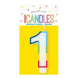 Unique Rainbow Border Number 1 Birthday Candle