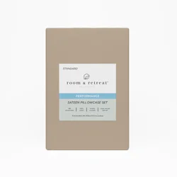 ROOM & RETREAT RR 400 Thread Counts Pillowcase, Standard, Set of 2, Doeskin