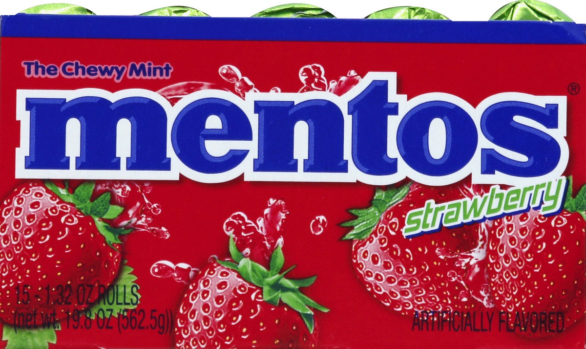 slide 4 of 4, Mentos Strawberry Rolls, 15 ct