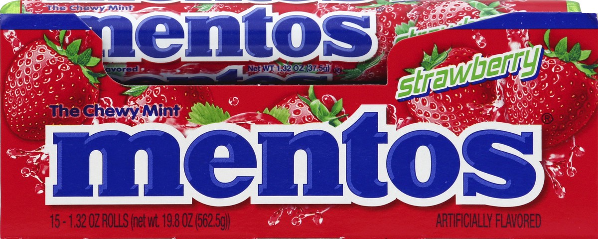 slide 2 of 4, Mentos Strawberry Rolls, 15 ct