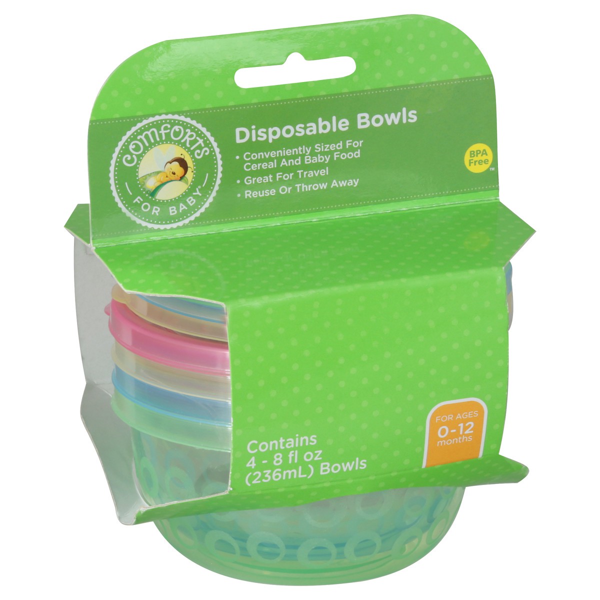 slide 7 of 10, Comforts for Baby 8 Fluid Ounces 0-12 Months Disposable Bowls 4 Bowls 4 ea, 4 ct