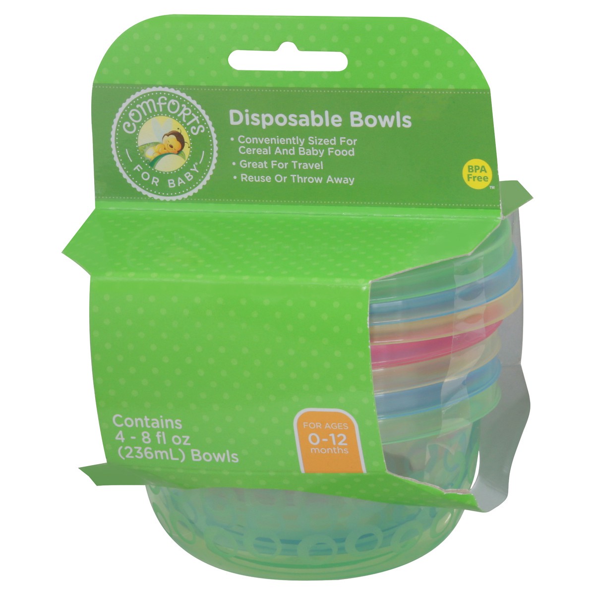 slide 2 of 10, Comforts for Baby 8 Fluid Ounces 0-12 Months Disposable Bowls 4 Bowls 4 ea, 4 ct