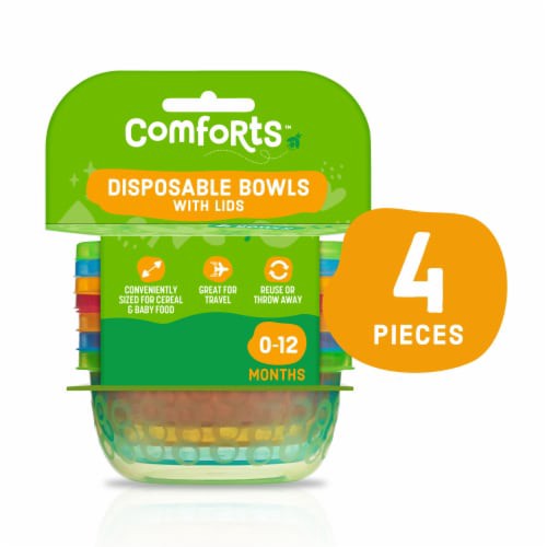 slide 1 of 10, Comforts for Baby 8 Fluid Ounces 0-12 Months Disposable Bowls 4 Bowls 4 ea, 4 ct