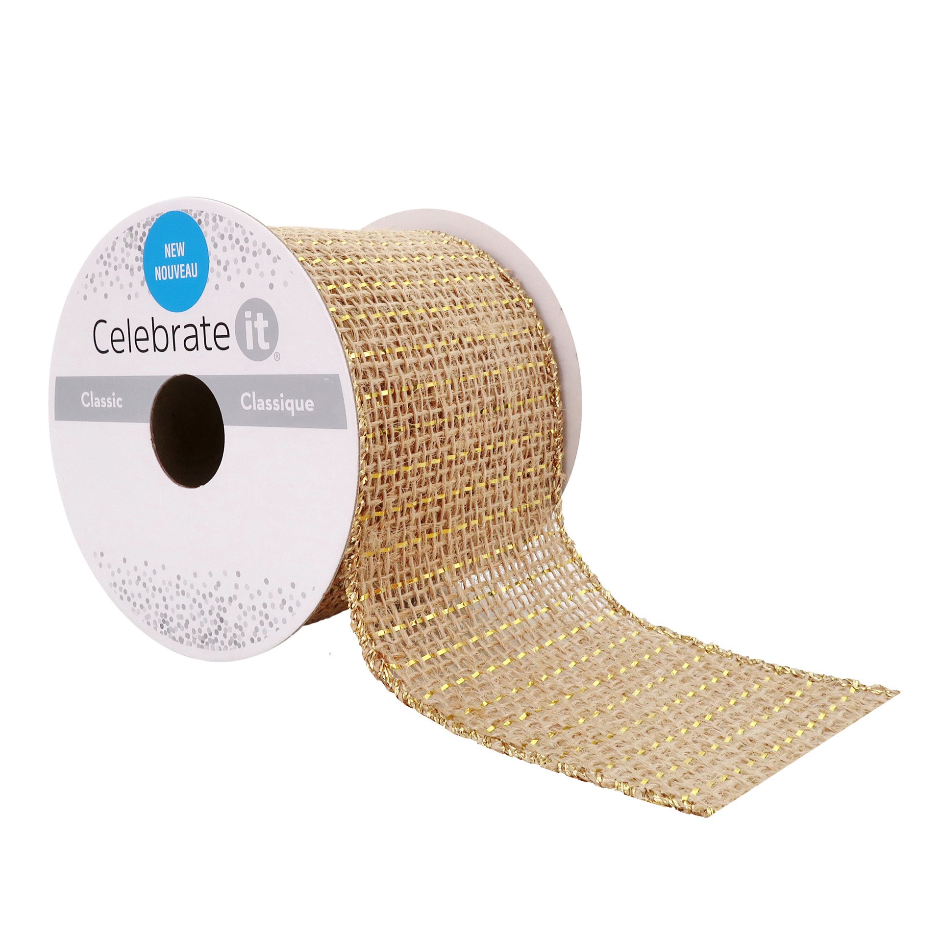 slide 4 of 4, 2.5" X 3yd. Metallic Jute Ribbon By Celebrate It, 2.5 in x 3 yd