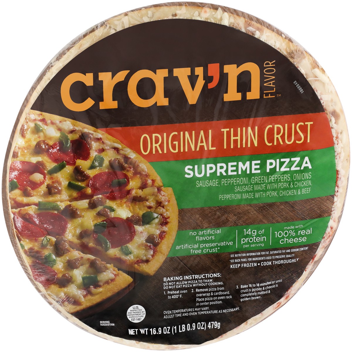 slide 4 of 9, Crav'n Flavor Crav'N Supreme Original Thin Crust Pizza, 16.9 oz