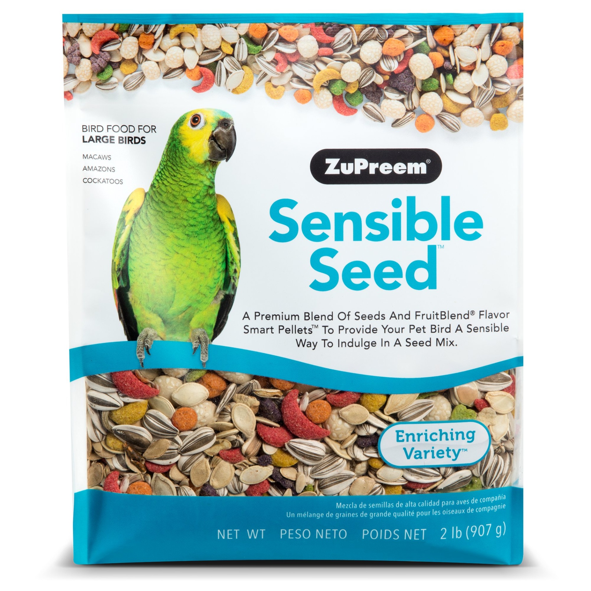 slide 1 of 1, ZuPreem Sensible Seed Bird Food for Large Birds, 2 lbs., 2 lb