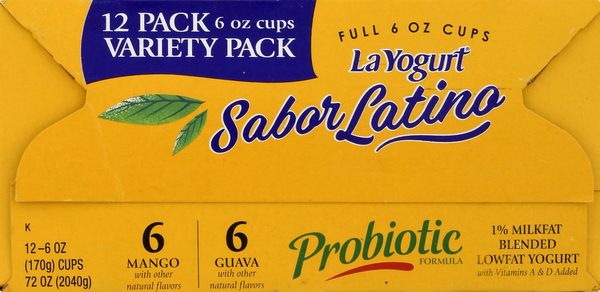 slide 6 of 13, La Yogurt Sabor Latino Variety Pack Lowfat Mango/Guava Yogurt 12 ea, 12 ct