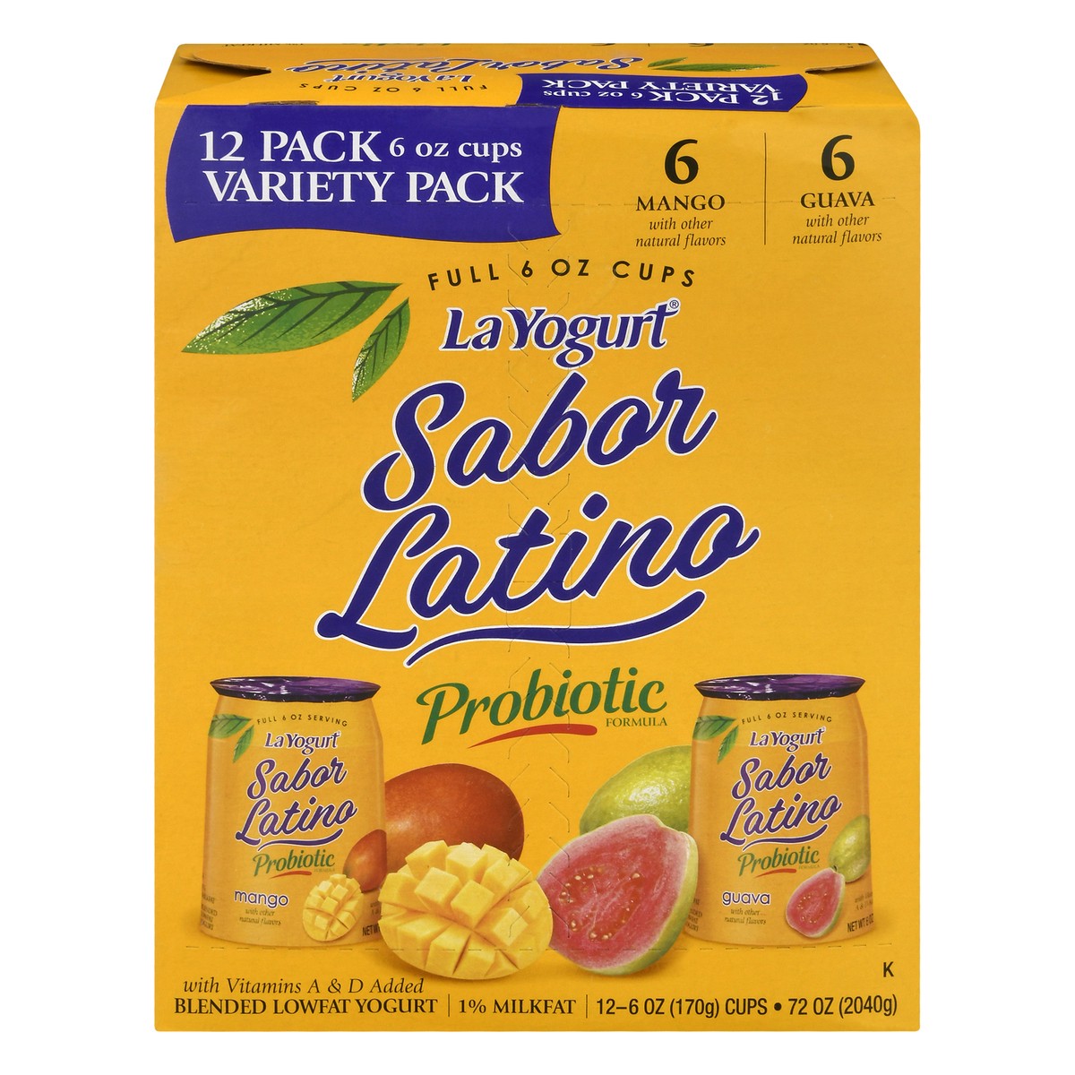 slide 1 of 13, La Yogurt Sabor Latino Variety Pack Lowfat Mango/Guava Yogurt 12 ea, 12 ct