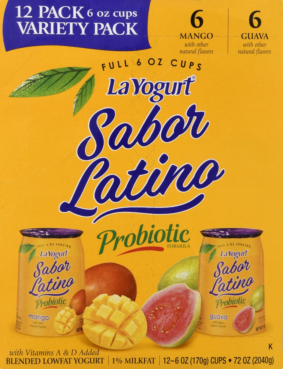 slide 1 of 13, La Yogurt Sabor Latino Variety Pack Lowfat Mango/Guava Yogurt 12 ea, 12 ct