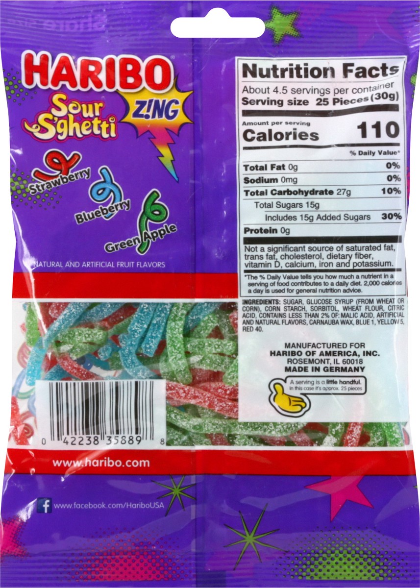 slide 7 of 9, Haribo Zing Sour S'ghetti Gummi Candy Share Size 5 oz, 5 oz