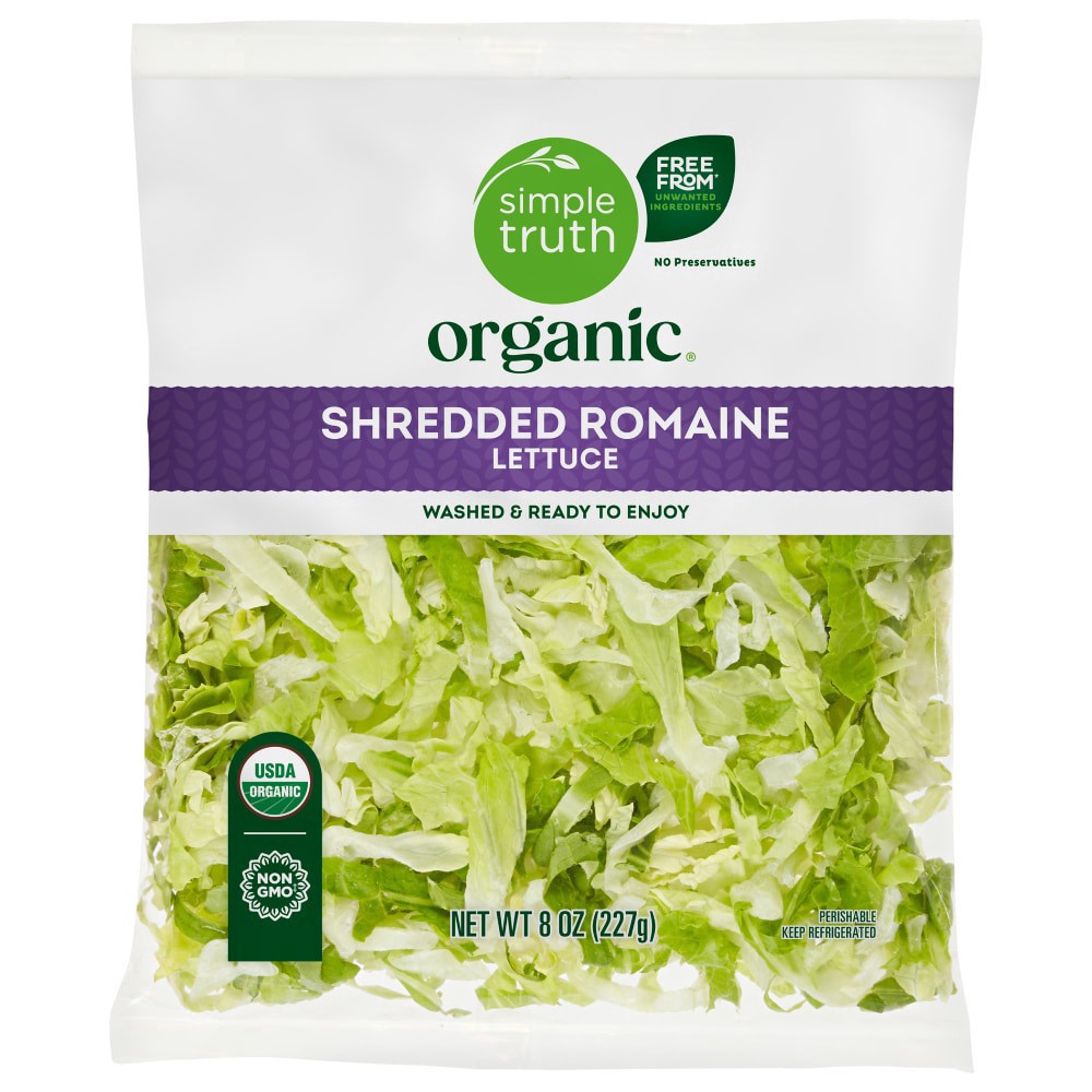 slide 2 of 2, Simple Truth Organic Shredded Romaine Lettuce Bag, 8 oz