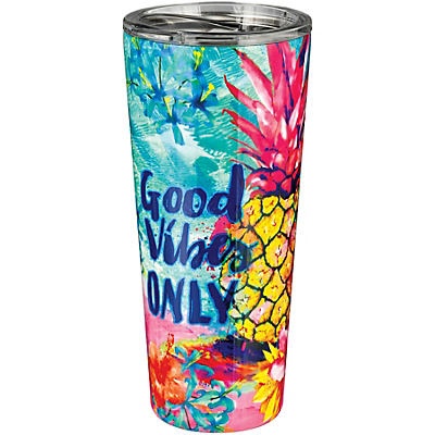 slide 1 of 1, Haven & Key Good Vibes Pineapple Stainless Steel Tumbler, 16 oz