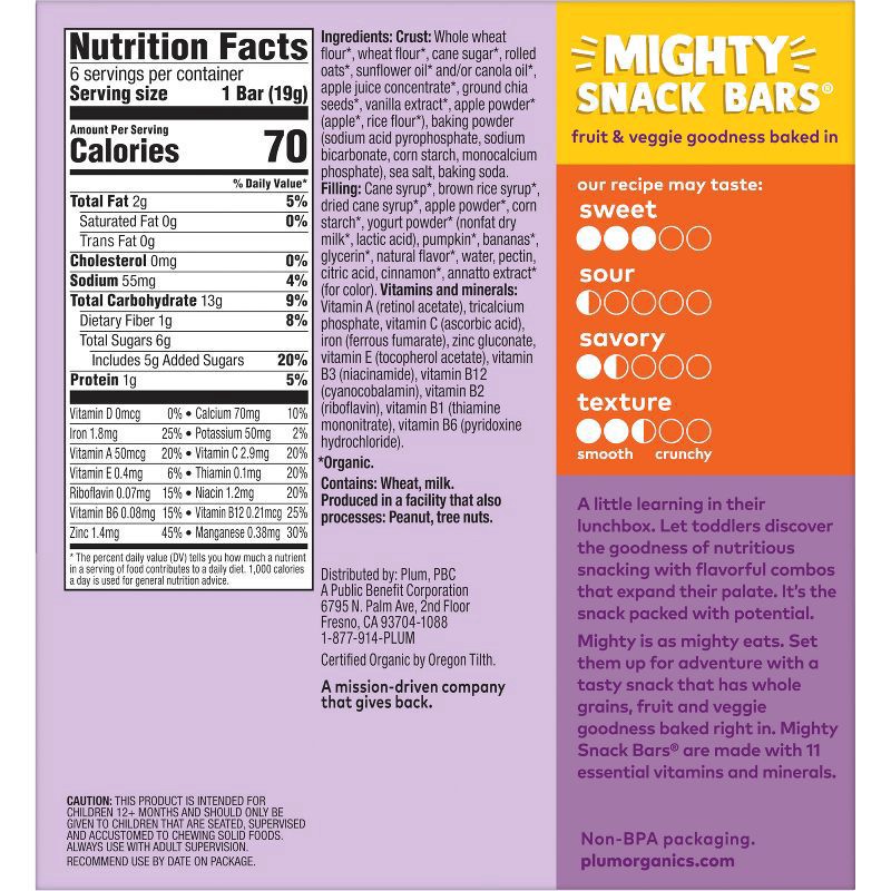 slide 2 of 3, Plum Organics Mighty Snack Bars Blueberry Bar, 6 ct; 0.67 oz