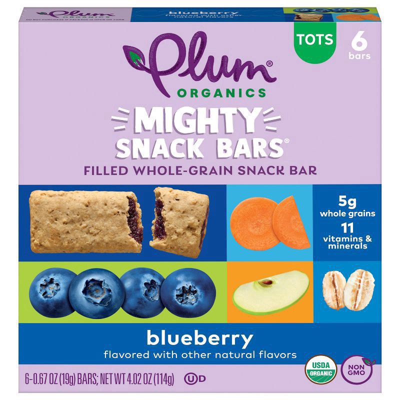 slide 1 of 3, Plum Organics Mighty Snack Bars Blueberry Bar, 6 ct; 0.67 oz