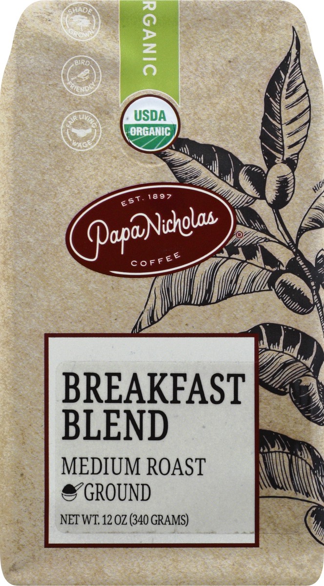 slide 1 of 1, PapaNicholas Organic Medium Roast Ground Breakfast Blend Coffee - 12 oz, 12 oz