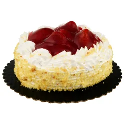 Bakery Strawberry Topped Single Layer Cake