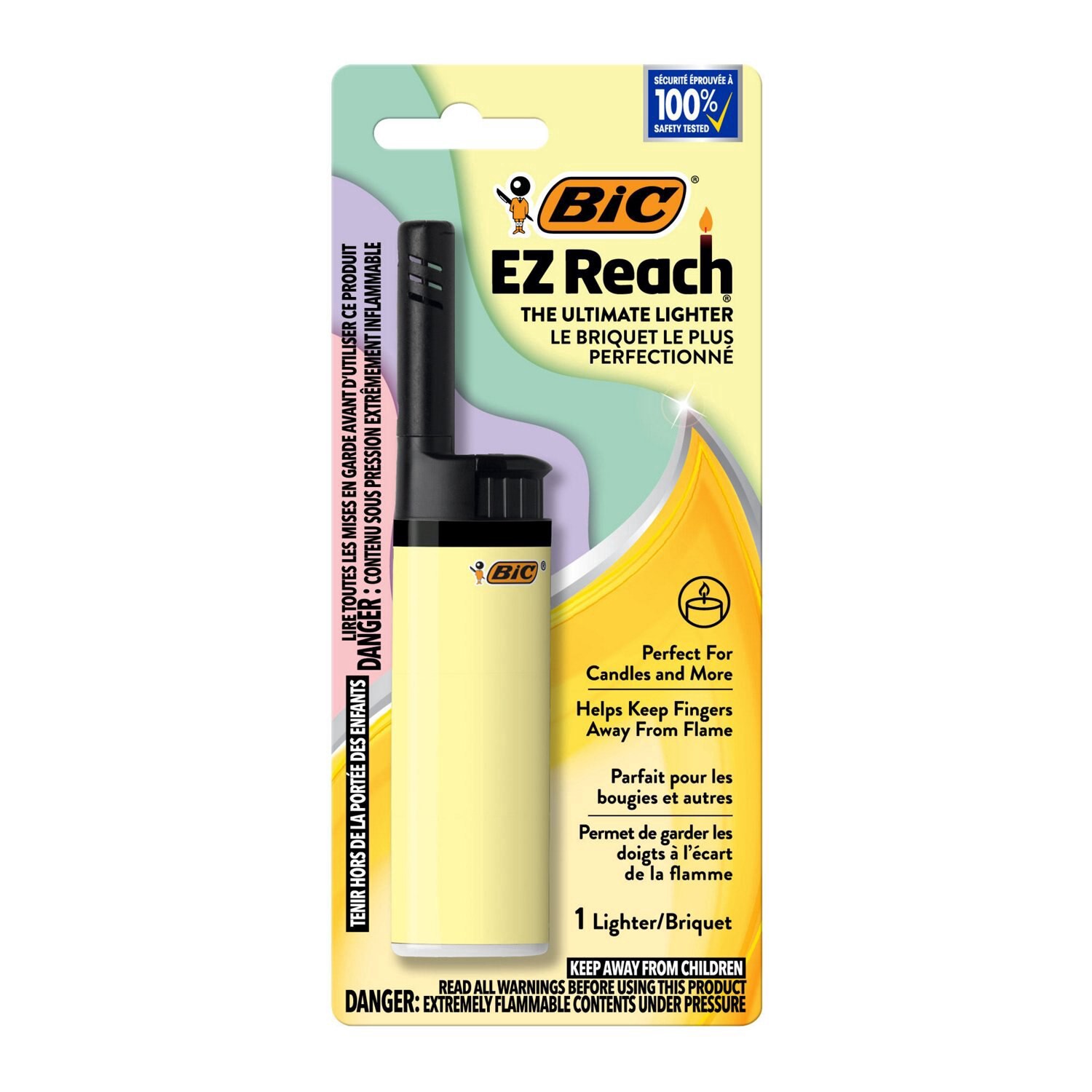 slide 1 of 2, Bic Ez Reach Lighter, Assorted Pastel Colors, 1 ct