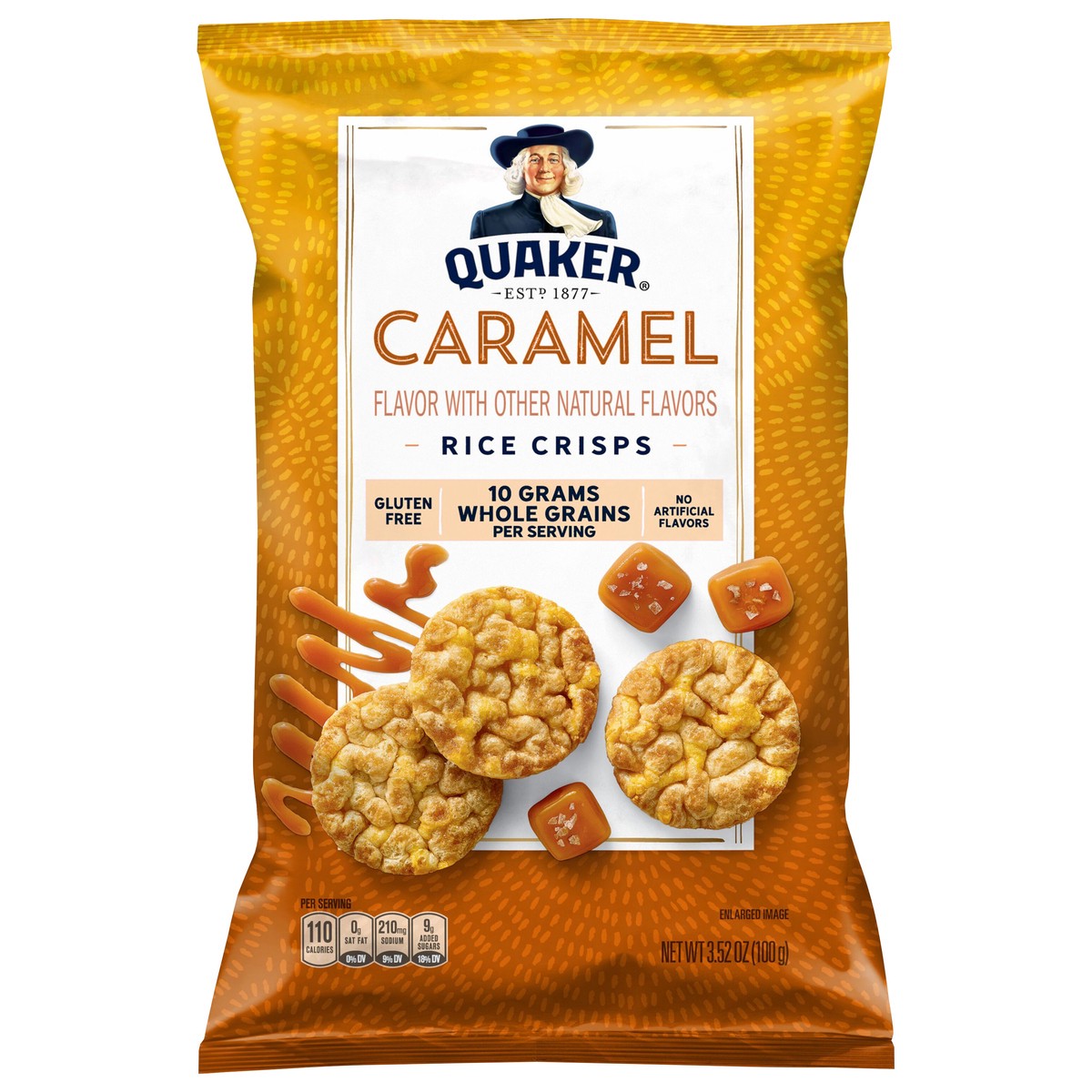 slide 1 of 8, Quaker Rice Crisps Caramel 3.52 Oz, 3.52 oz