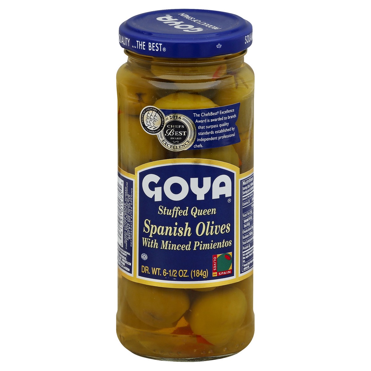 slide 2 of 3, Goya Stuffed Queen With Minced Pimientos Spanish Olives, 6.5 oz