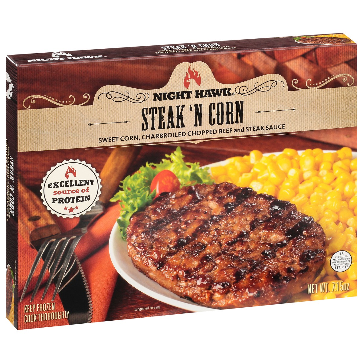 slide 3 of 9, Night Hawk Steak & Corn, 6.99 z