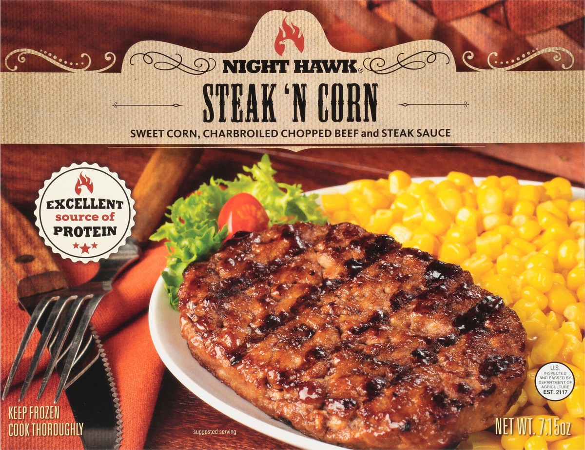 slide 5 of 9, Night Hawk Steak & Corn, 6.99 z