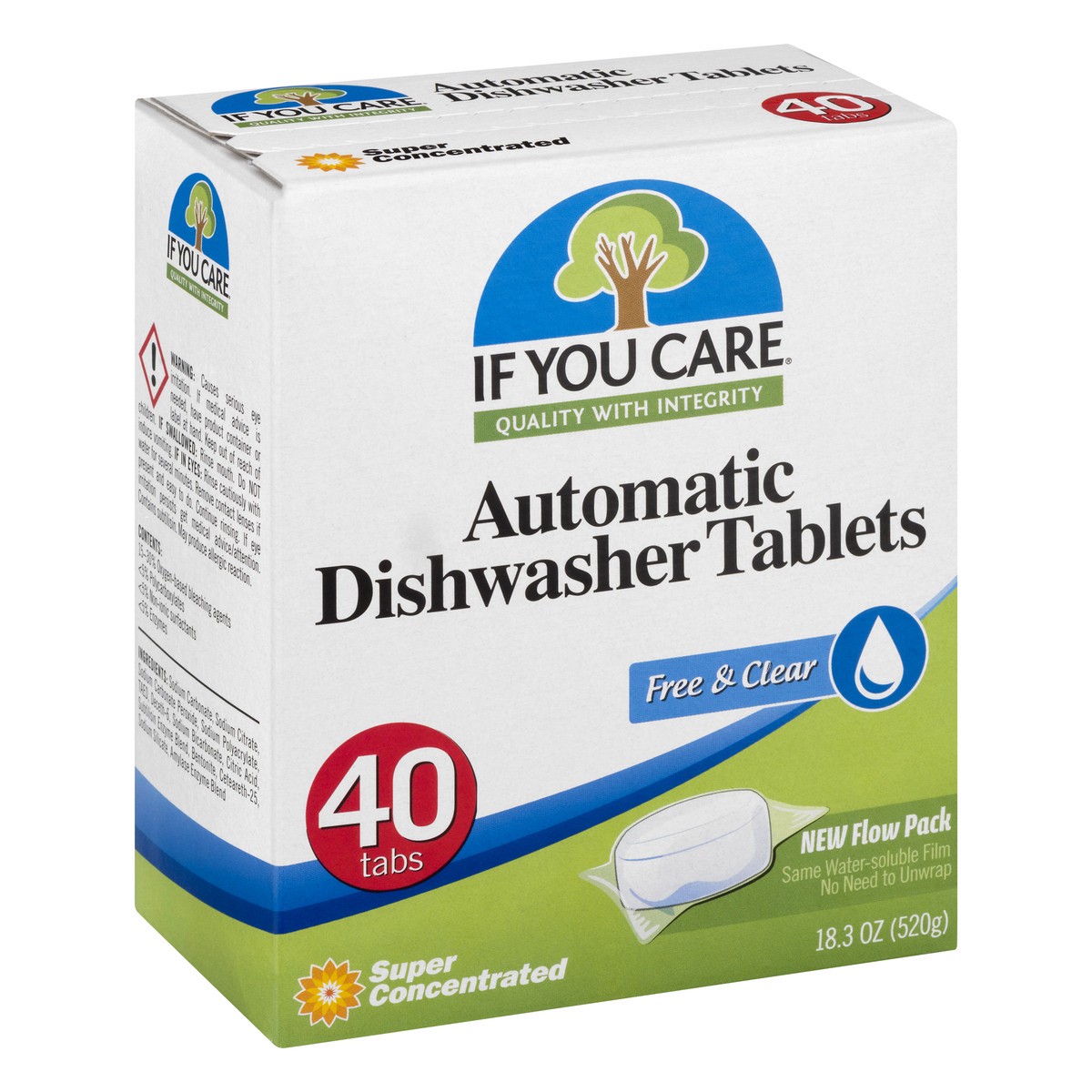 slide 2 of 9, If You Care Source Atlantique, Inc If You Care Dishwasher Tablets, Automatic, Super Concentrated, Free & Clear 40Ct, 18.3 oz