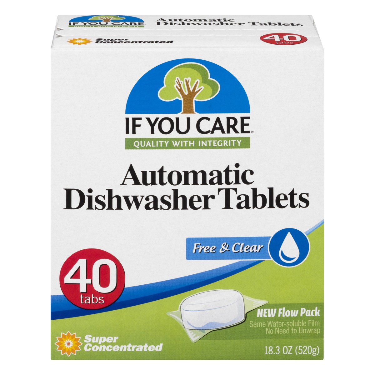 slide 1 of 9, If You Care Source Atlantique, Inc If You Care Dishwasher Tablets, Automatic, Super Concentrated, Free & Clear 40Ct, 18.3 oz