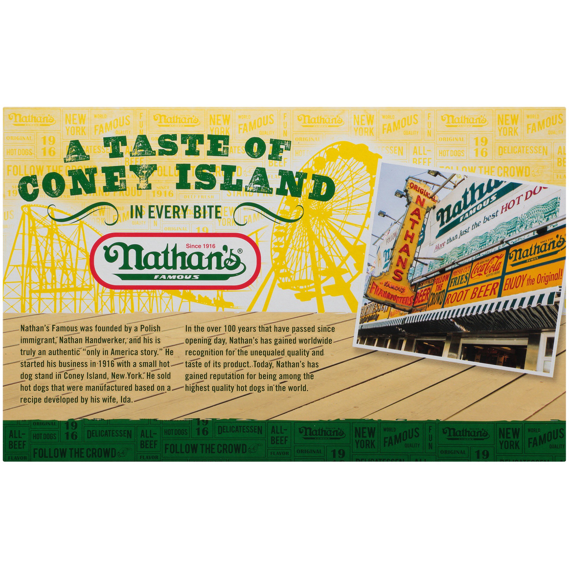 slide 6 of 8, Nathan's Famous Coney Island Beef Pretzel Hot Dogs, 20 oz