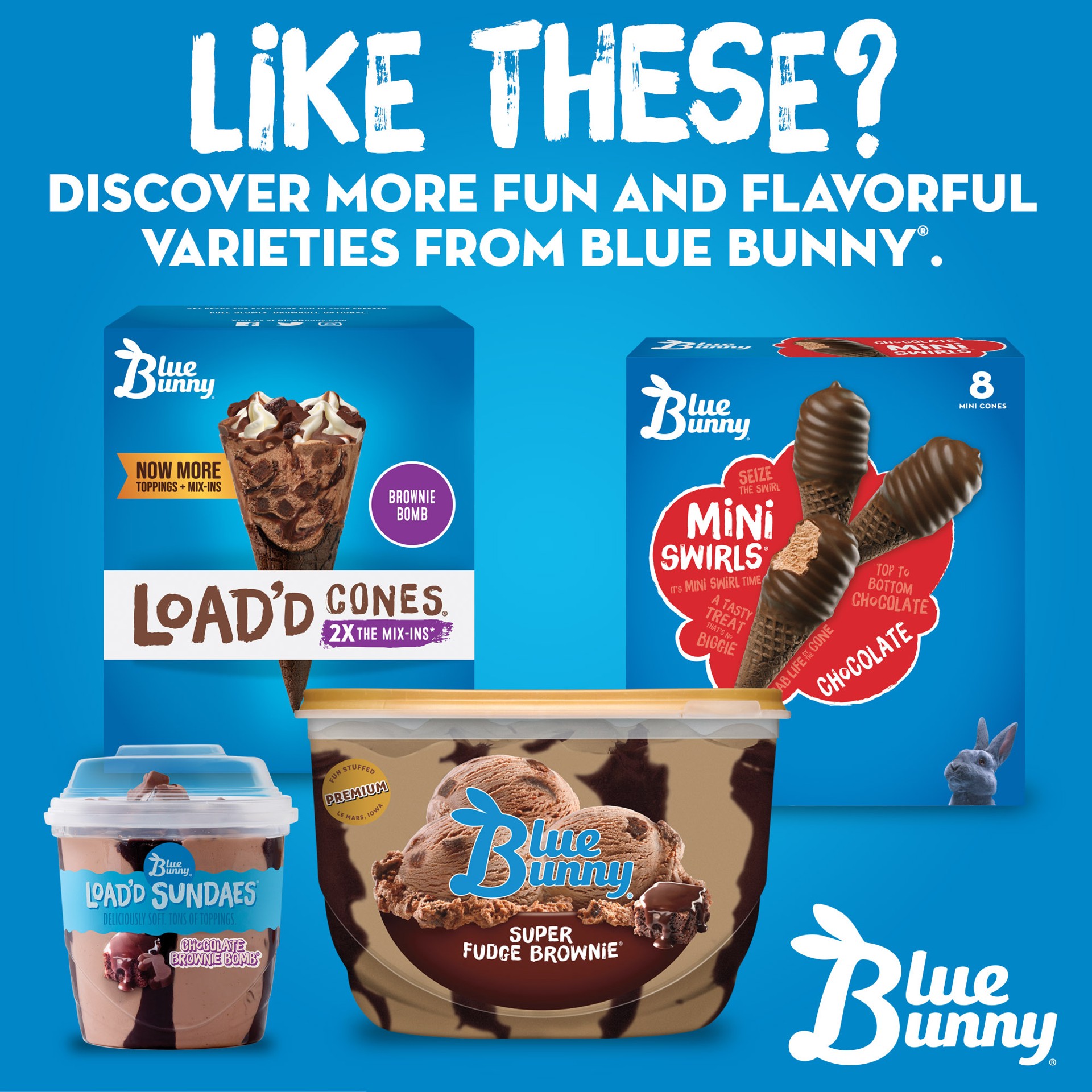 slide 4 of 5, Blue Bunny Load'd Bars Super Fudge Brownie, Frozen Dessert, 4 Pack, 4 ct  3.35 fl oz