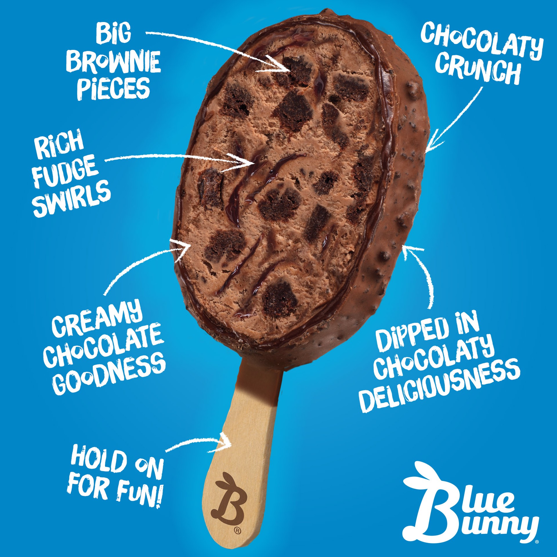 slide 3 of 5, Blue Bunny Load'd Bars Super Fudge Brownie, Frozen Dessert, 4 Pack, 4 ct  3.35 fl oz