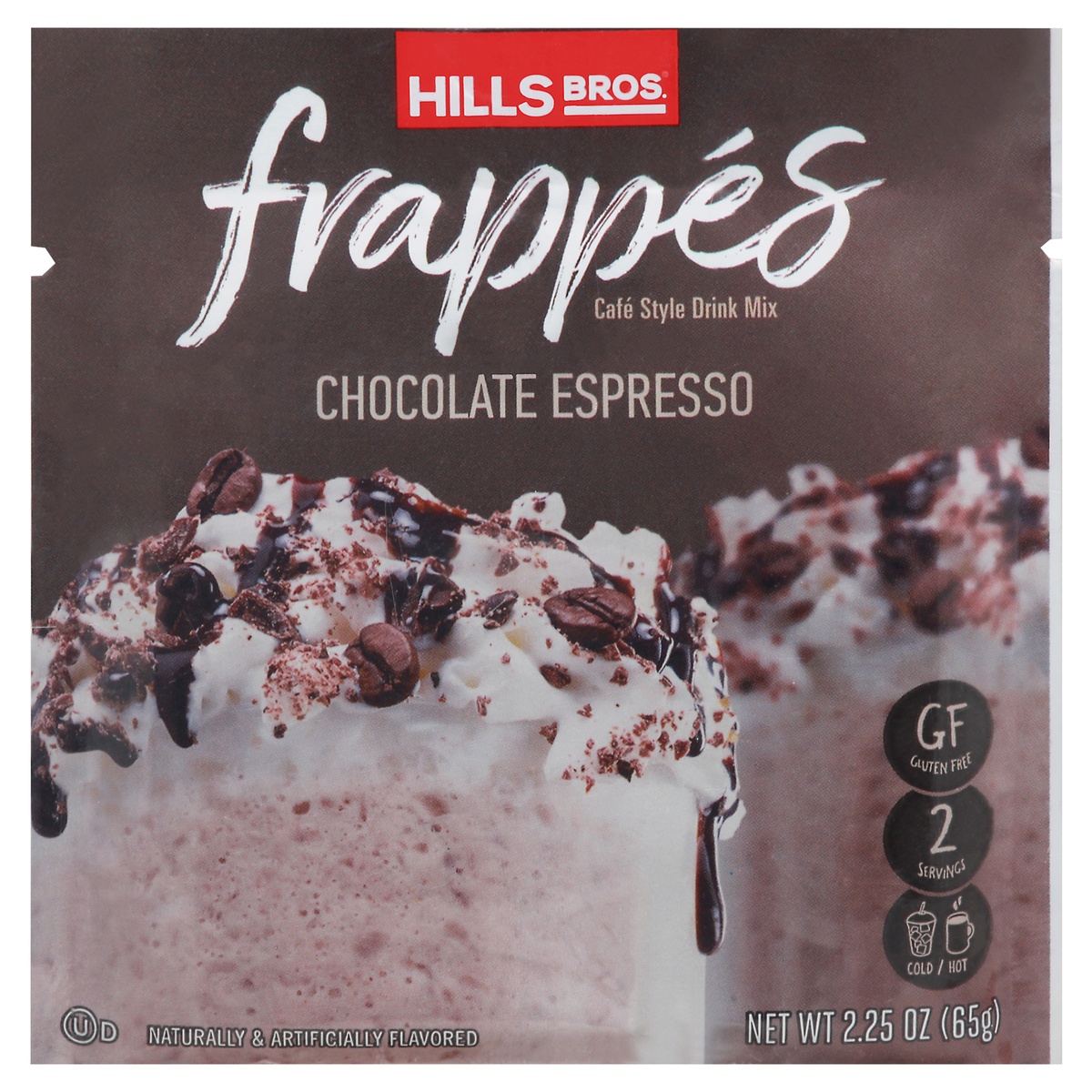 slide 1 of 1, Hills Bros. Frappes Chocolate Espresso Cafe Style Drink Mix, 2.25 oz