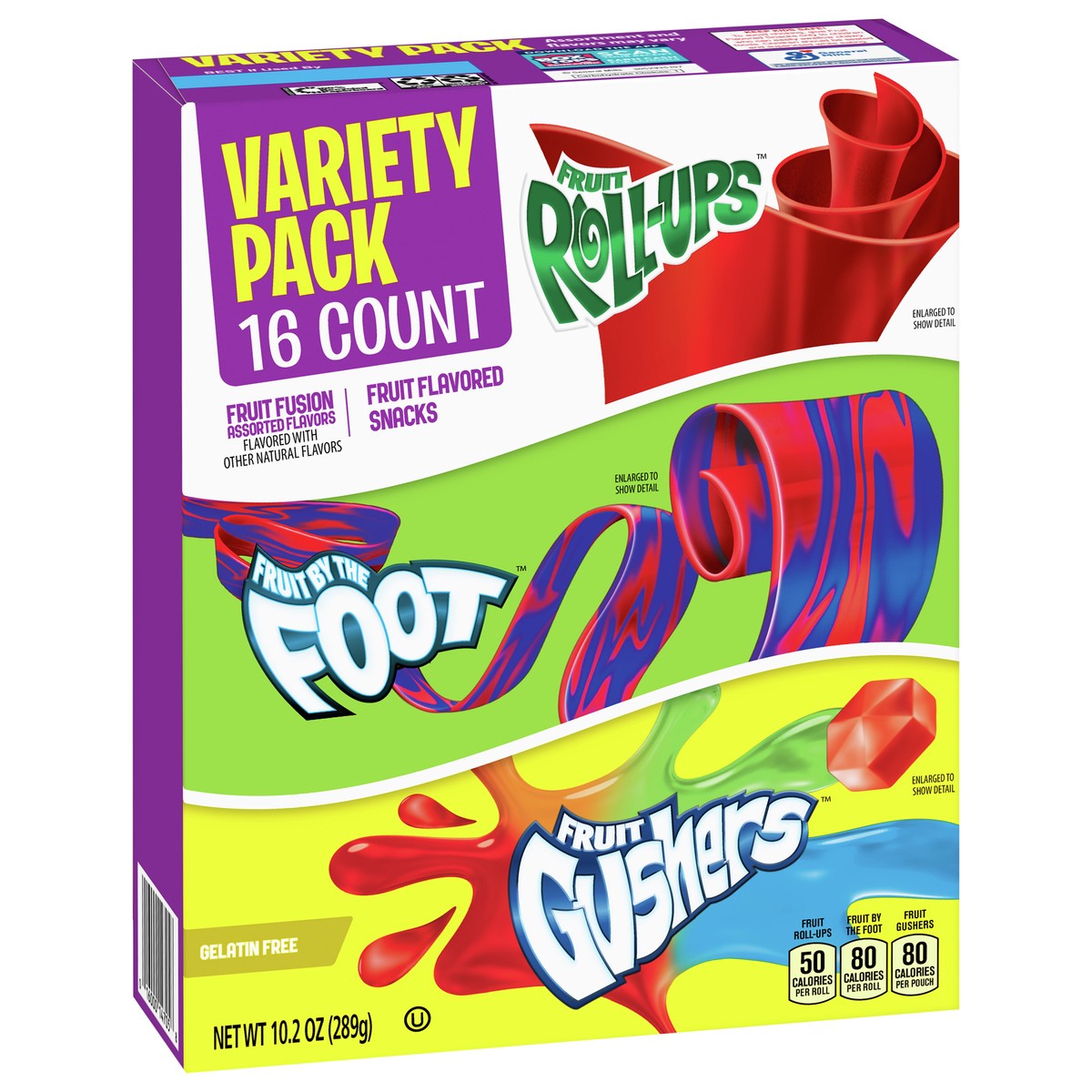 slide 6 of 9, General Mills Fruit Roll-Ups, Fruit by the Foot, Gushers, Fruit Flavored Snacks Variety Pack, Gluten Free, 16 Ct, 10.2 oz, 16 ct