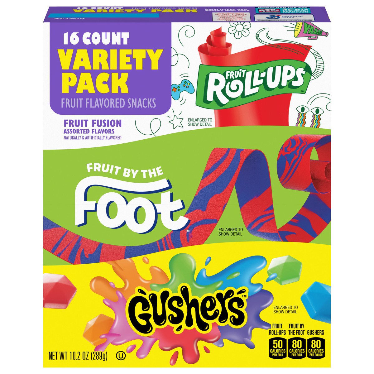 slide 1 of 9, General Mills Fruit Roll-Ups, Fruit by the Foot, Gushers, Fruit Flavored Snacks Variety Pack, Gluten Free, 16 Ct, 10.2 oz, 16 ct