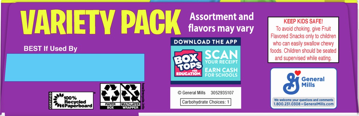 slide 3 of 9, General Mills Fruit Roll-Ups, Fruit by the Foot, Gushers, Fruit Flavored Snacks Variety Pack, Gluten Free, 16 Ct, 10.2 oz, 16 ct
