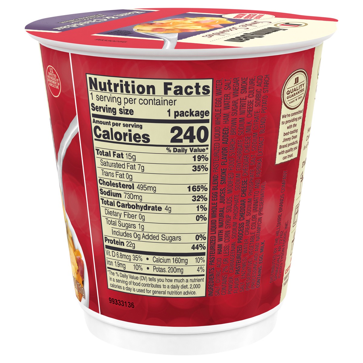 slide 11 of 12, Jimmy Dean Simple Scrambles Ham & Cheddar with Real Eggs, Ham and Cheddar Cheese, 5.35 oz Cup, 151.67 g