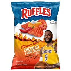 Ruffles Potato Chips, Cheddar & Sour Cream Flavored, Flamin' Hot
