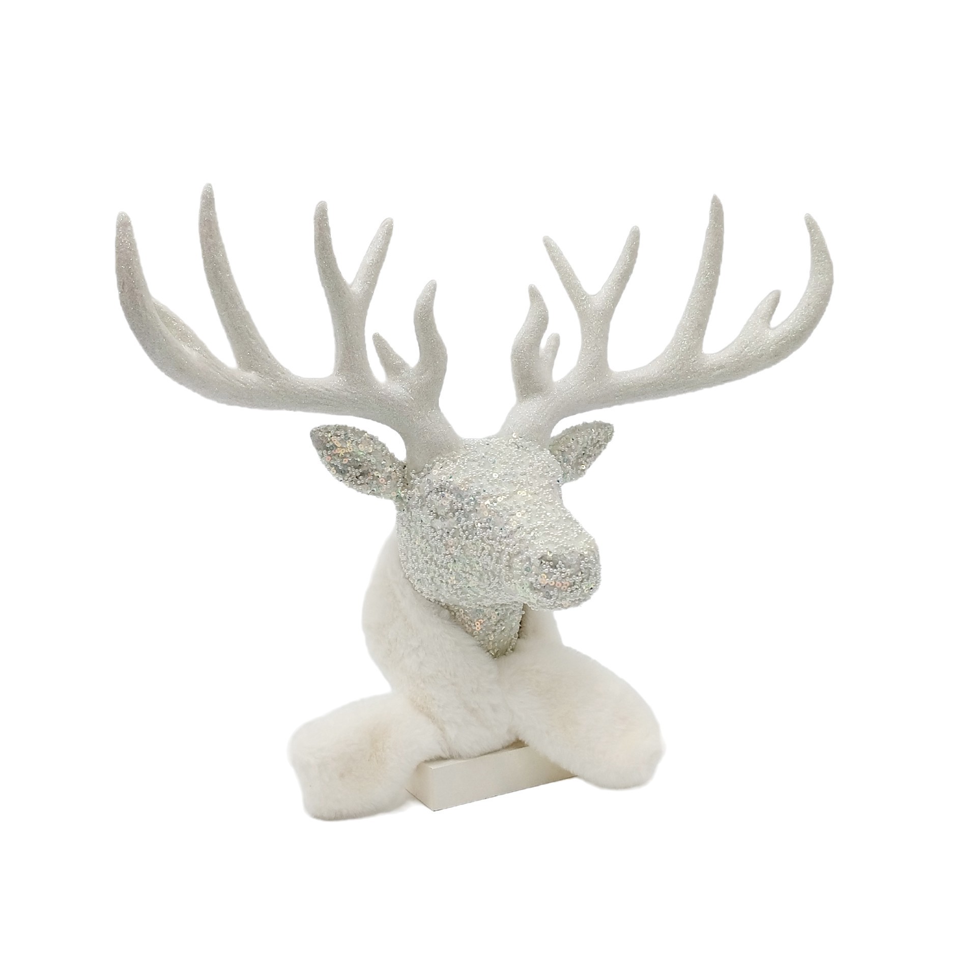 slide 3 of 3, 14" White Reindeer Head With Scarf Tabletop Decor By Ashland, 16.5 in x 6.75 in x 14 in