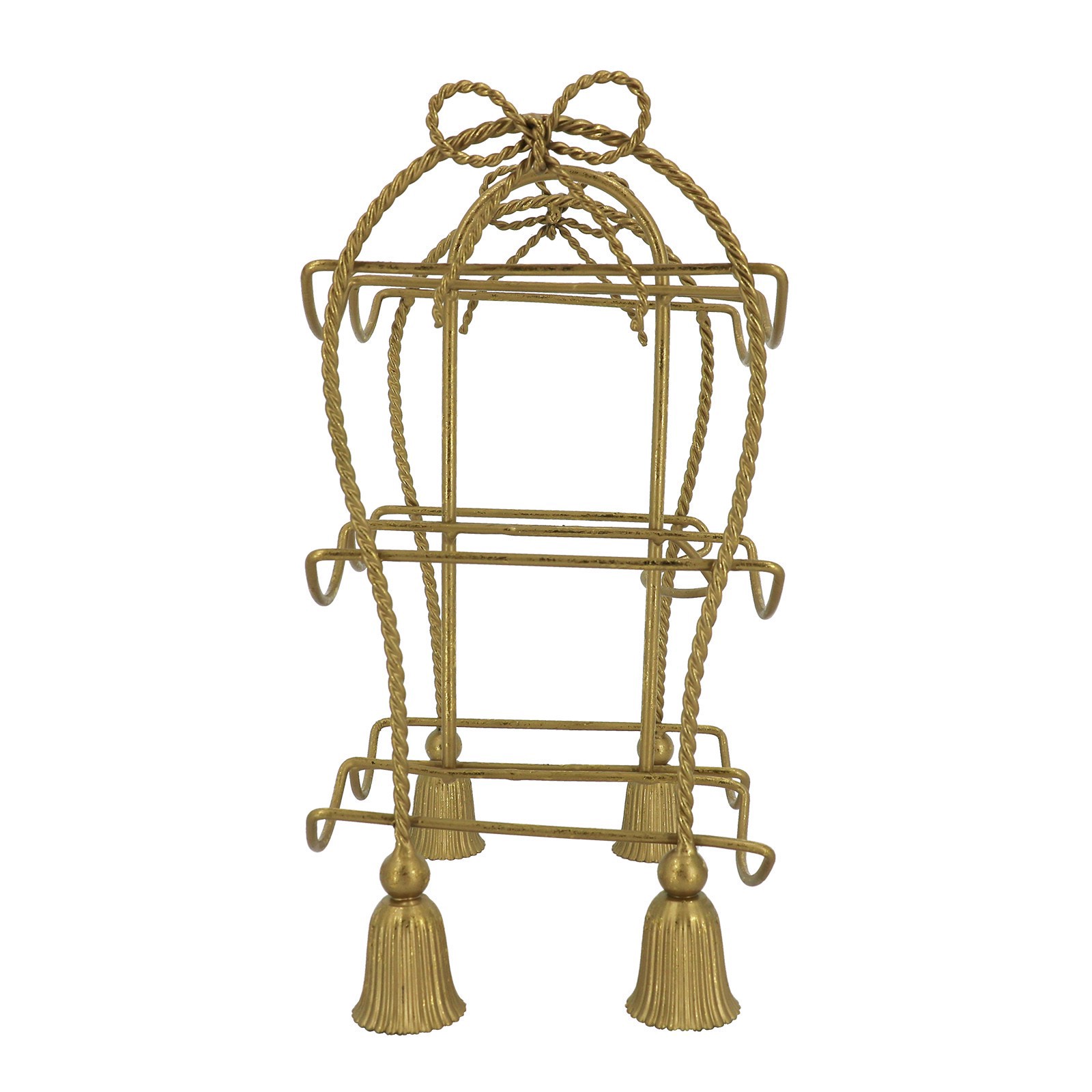 slide 3 of 3, 13" Gold Bow & Tassel Tabletop Metal Bottle Holder By Ashland, 13 in