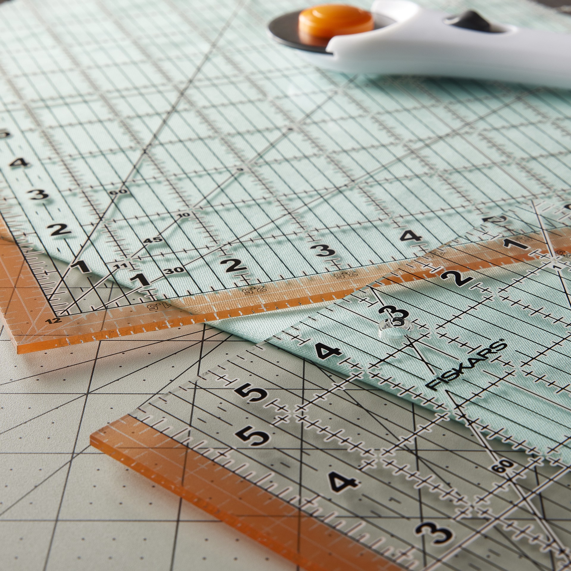 slide 3 of 7, Fiskars Square Acrylic Quilting Ruler Set, 6.6 in x 6.6 in
