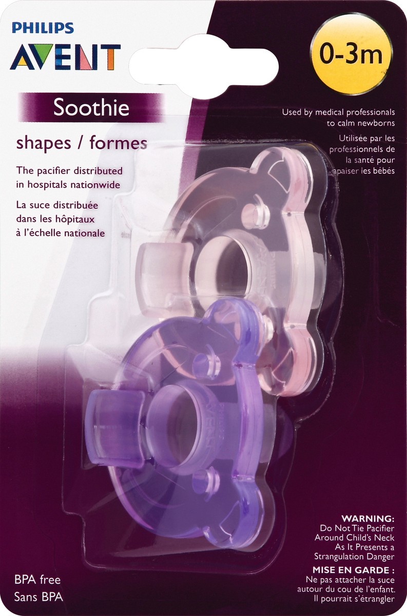 slide 2 of 2, Philips Avent Soothie Shape, 0-3 months, pink/purple, 2 pack, SCF194/02, 2 ct