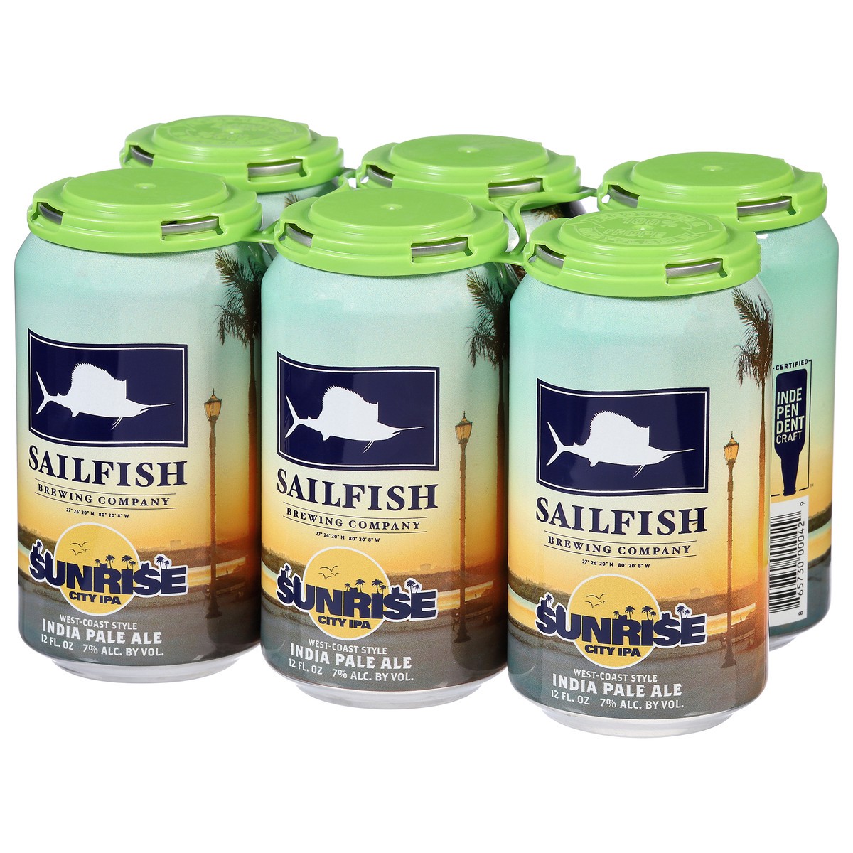 slide 4 of 4, SailFish Brewing Company India Pale Ale Sunrise City IPA Beer 6 - 12 fl oz Cans, 12 oz