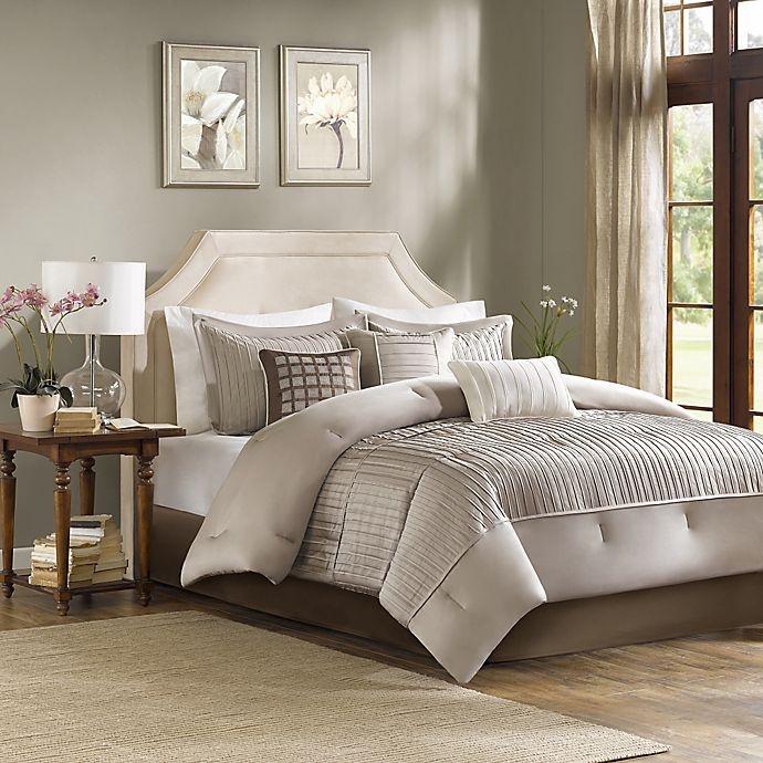 slide 1 of 6, Madison Park Trinity Reversible King Comforter Set - Taupe, 1 ct